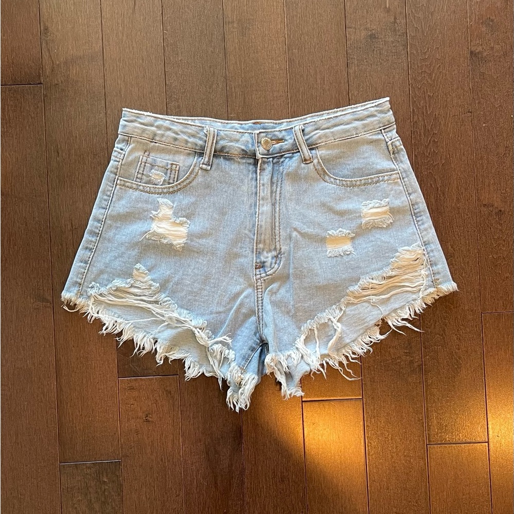 SHEIN / High-Waist Ripped Jean Shorts
